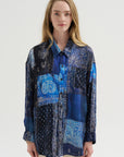 Drop Neck Shirt, Blue Multi Bandana Print