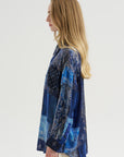 Drop Neck Shirt, Blue Multi Bandana Print