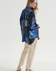 Drop Neck Shirt, Blue Multi Bandana Print