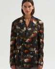 Pre-Order • Oversized Ragged Blazer, Floral Butterfly on Black