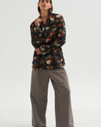 Pre-Order • Oversized Ragged Blazer, Floral Butterfly on Black