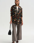 Pre-Order • Oversized Ragged Blazer, Floral Butterfly on Black