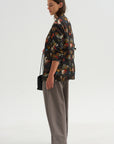 Pre-Order • Oversized Ragged Blazer, Floral Butterfly on Black