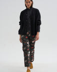 Pre-Order • Ruffle Collar Shrunken Shirt, Black & White Polkadot