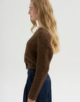 Split Hem Ribbed Cardigan, Heather Brown