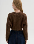 Split Hem Ribbed Cardigan, Heather Brown