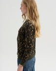 Printed Relaxed Crewneck, Brown Leopard