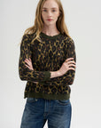 Printed Relaxed Crewneck, Brown Leopard