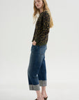 Printed Relaxed Crewneck, Brown Leopard