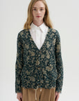 Printed Boy Cardigan, Dark Blue Floral