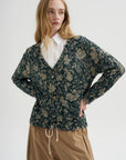 Printed Boy Cardigan, Dark Blue Floral