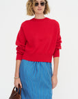 Round Neck Sweater, Vivid Red