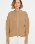 Batwing Cardi With Zip, Dark Camel