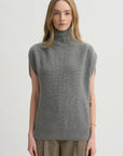 Sleeveless High Neck Top, Medium Grey