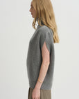 Sleeveless High Neck Top, Medium Grey