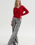 V-Neck Sweater, Red