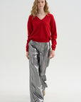 V-Neck Sweater, Red