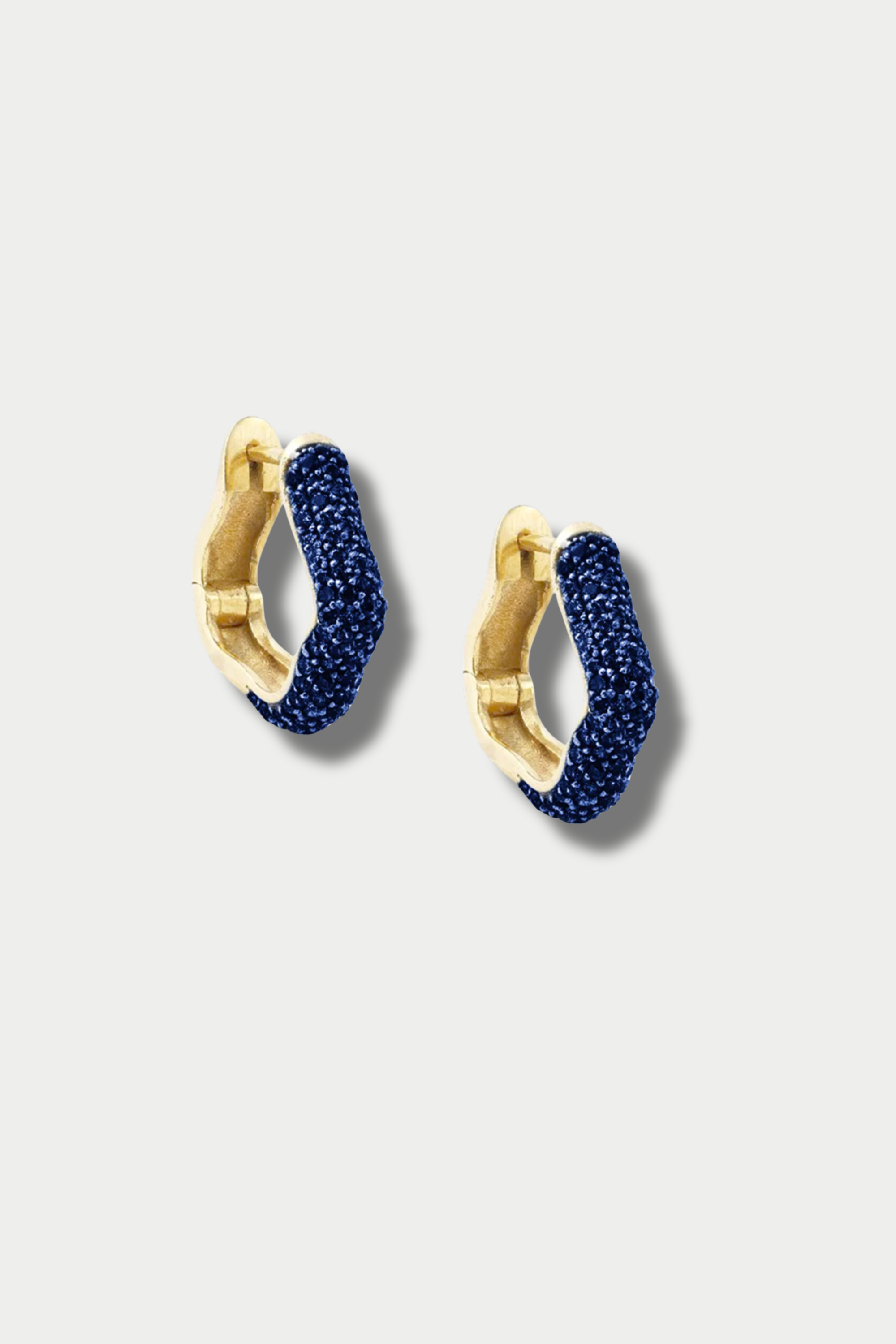 K SALAMOON - Large Sea Ice Bold Hoops, Sapphire