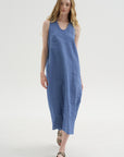 Doras Lion - Linen Cotton Dress, Blue Jean