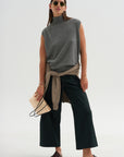 Cashmere Sleeveless Turtleneck, Metal Melange