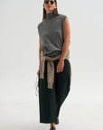 Cashmere Sleeveless Turtleneck, Metal Melange