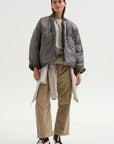 Down Filled Bomber, Charcoal/Khaki