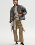 Down Filled Bomber, Charcoal/Khaki