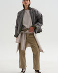 Down Filled Bomber, Charcoal/Khaki