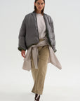 Down Filled Bomber, Charcoal/Khaki