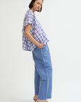 Linen Cotton Pants, Blue Jean