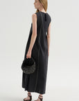 Duna Dress, Black with Stripes