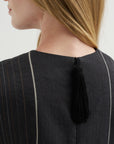 Duna Dress, Black with Stripes