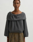Shawl Collar Top, Grey Melange