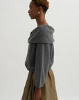 Shawl Collar Top, Grey Melange