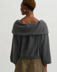 Shawl Collar Top, Grey Melange
