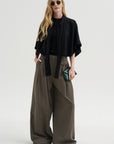 Pre-Order • Creased Acetate Drape Cape Tie Top, Black
