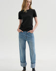 Feather Weight Viscose Neoprene Slim T-Shirt, Black