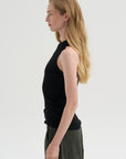 Feather Weight Ribbed Cut Out Tank Top, Black
