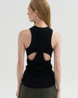 Feather Weight Ribbed Cut Out Tank Top, Black