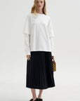 Perfect Unisex Double Layer Long Sleeve T-Shirt, White