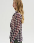 Pre-Order • Silk Cotton Plaid Blouse with Removable Tie, Black & Red Multi