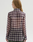 Pre-Order • Silk Cotton Plaid Blouse with Removable Tie, Black & Red Multi