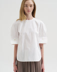 Compact Eco Poplin Reverse Sleeve Top, White