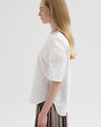 Compact Eco Poplin Reverse Sleeve Top, White