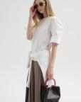 Compact Eco Poplin Reverse Sleeve Top, White