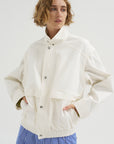 Patchwork Twill Slicker Jacket, White