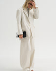 Ultra Light Silk Tencel Striped Pintucked Shirt, White Grey Multi