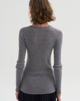 PRE-ORDER • Feather Weight Ribbed Sweater V-Neck Pullover, Heather Grey