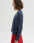 PRE-ORDER • Skinlike Mercerized Wool V-Neck Shrunken Cardigan, Blue Fog