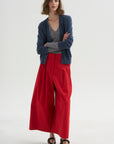 PRE-ORDER • Bio Twill Triple Pleat Cropped Pant, Red